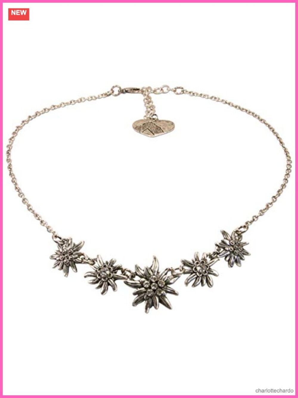 Traditional Bavarian Necklace Edelweiss Pendant Dirndl Oktoberfest Antique
